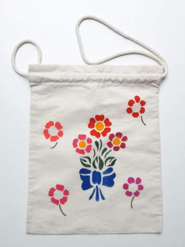BOLSA EN TELA RAMILLETE DE FLORES