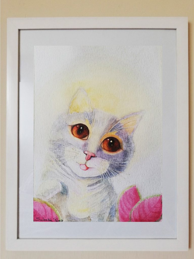 PINTURA  ACUARELA gato simone